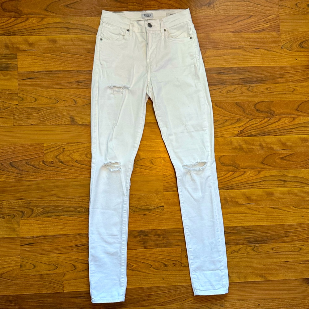 AGolde Sophie White Jeans Sz 24 Distressed Skinny